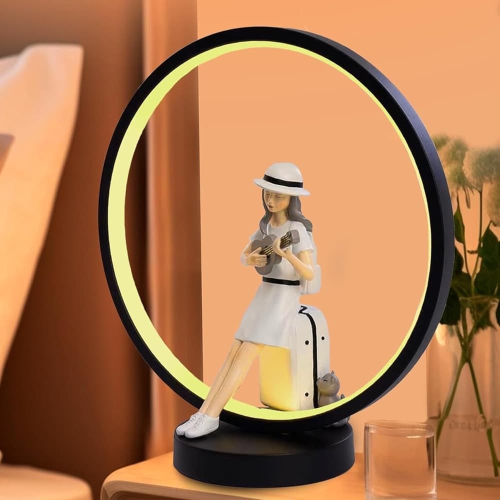 LAMPADA LED TAVOLO DECORATIVA RICARICABILE USB DONNA CON CHITARRA IN POLIRESINA 490453 - 4