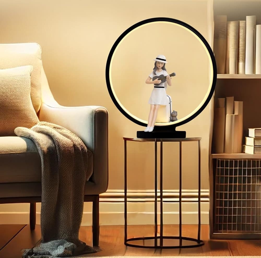 LAMPADA LED TAVOLO DECORATIVA RICARICABILE USB DONNA CON CHITARRA IN POLIRESINA 490453 - 5