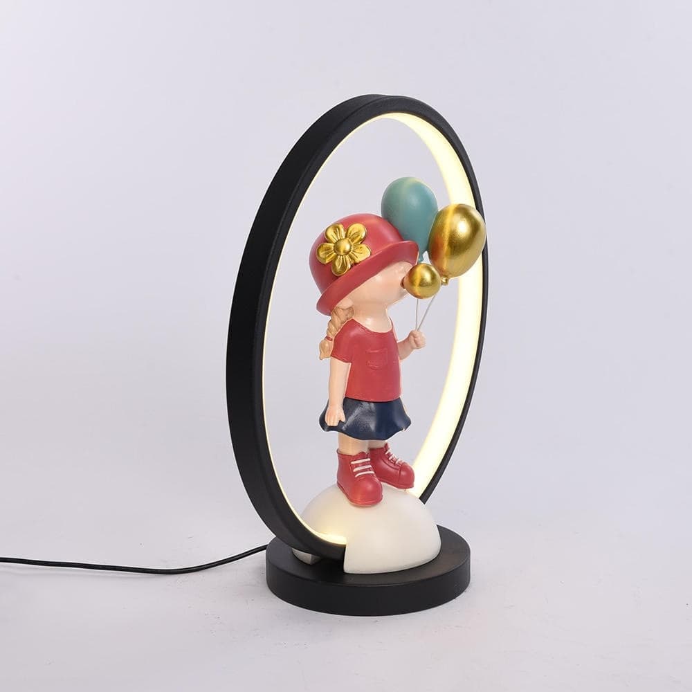 LAMPADA LED TAVOLO DECORATIVA RICARICABILE BAMBINA CON PALLONCINI IN POLIRESINA 9014905 - 3