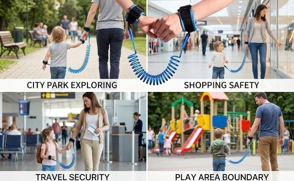 BRACCIALE DI SICUREZZA PORTATILE CON MOLLA ESTENSIBILE 1,5MT ANTI-SMARRIMENTO PER BAMBINI - 5
