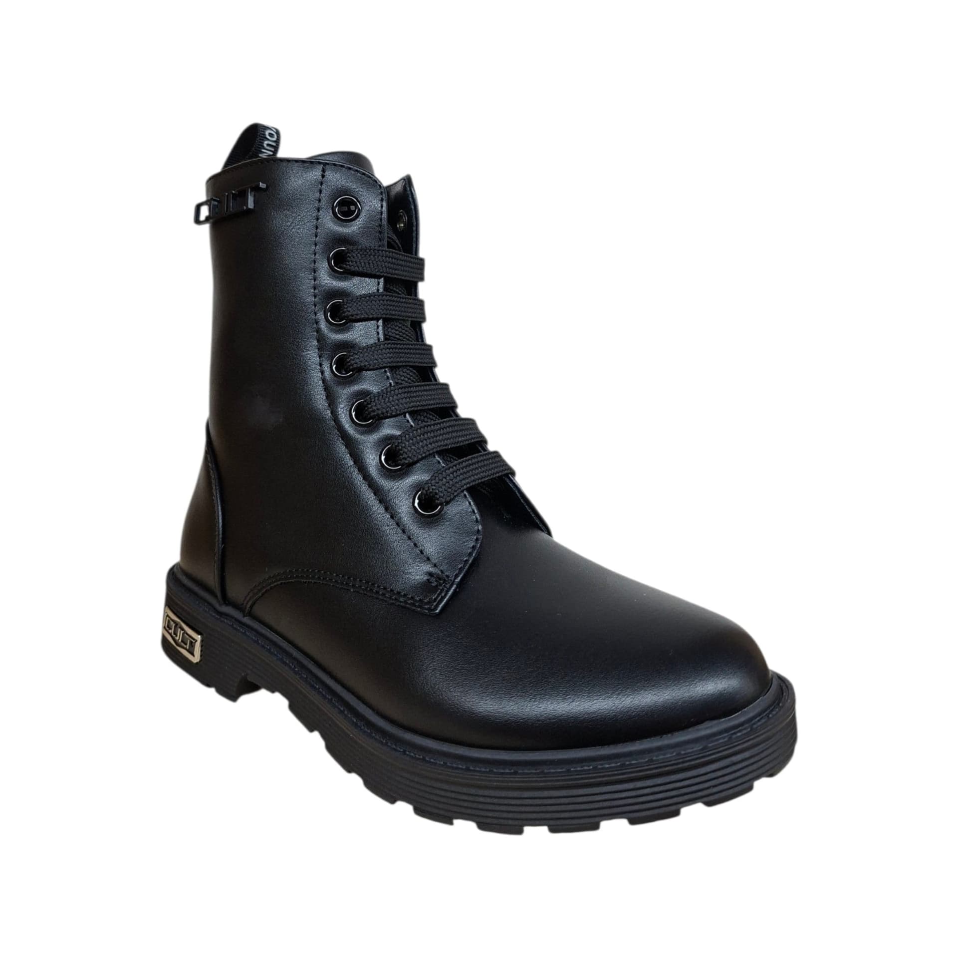 Cult Martin T-710 Anfibio Bambini e Ragazzi Nero | Pelle Zip Laterale Lacci Combat Boot Unisex Robusto Urban | Taglie 31-40 | Scarpetteria Gica - 2