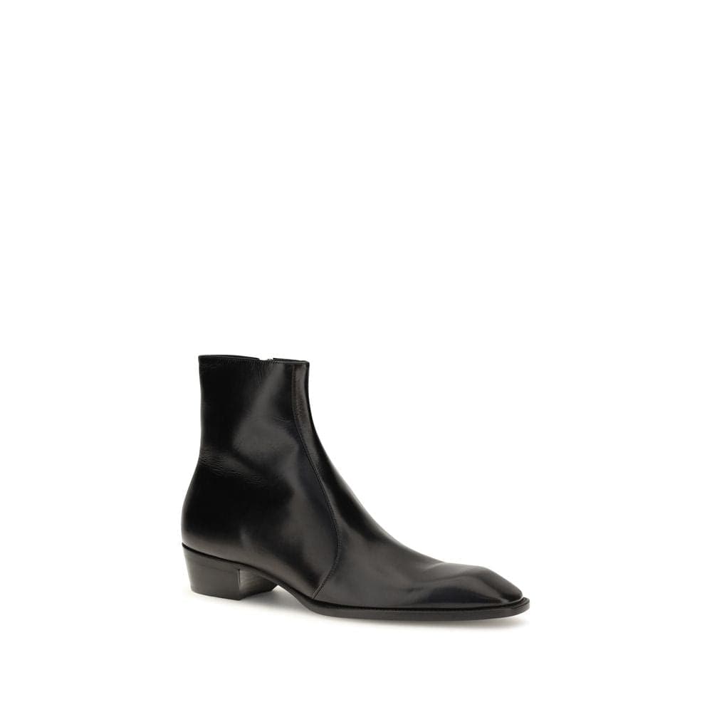 Saint Laurent Black Calf Leather Bos Taurus Ankle Boots - 2