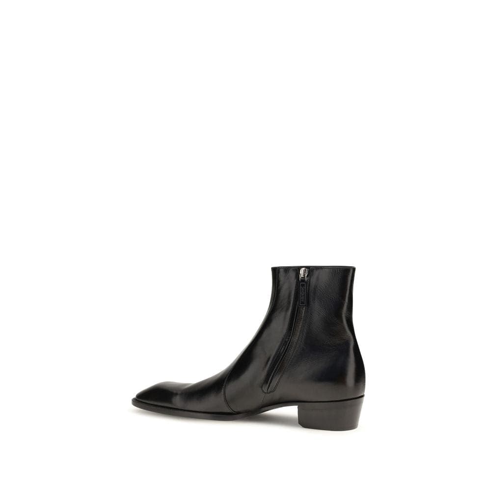 Saint Laurent Black Calf Leather Bos Taurus Ankle Boots - 3