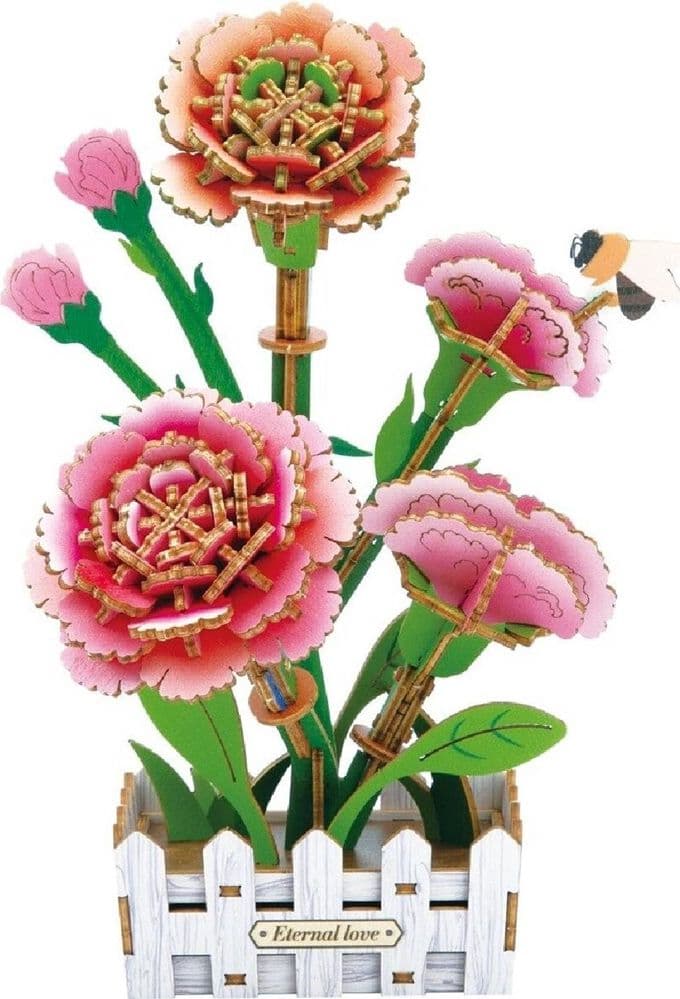 PUZZLE 3D MODELLINO GIOCATTOLO IN LEGNO DA 153 PZ DA ASSEMBLARE MODELLO GAROFANO 32389