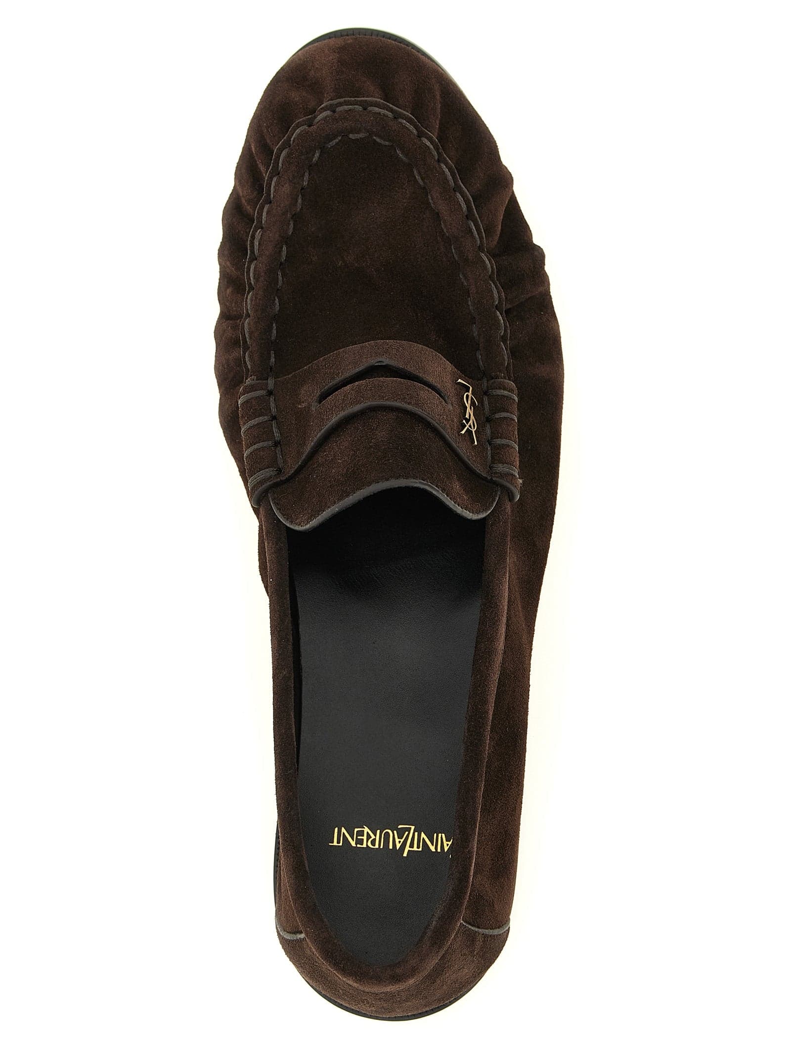 Saint Laurent Brown Calfskin Slip-On Loafers - 5