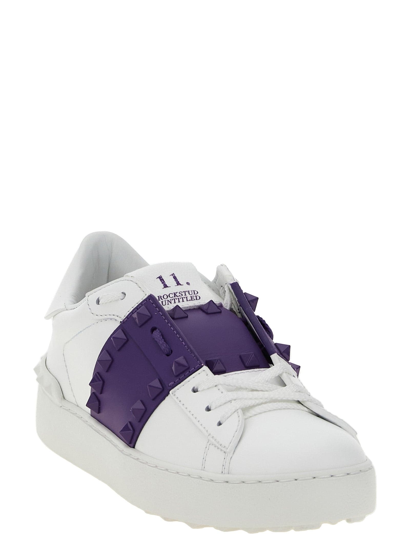 Valentino Garavani Purple Calfskin Low Top Sneakers - 2