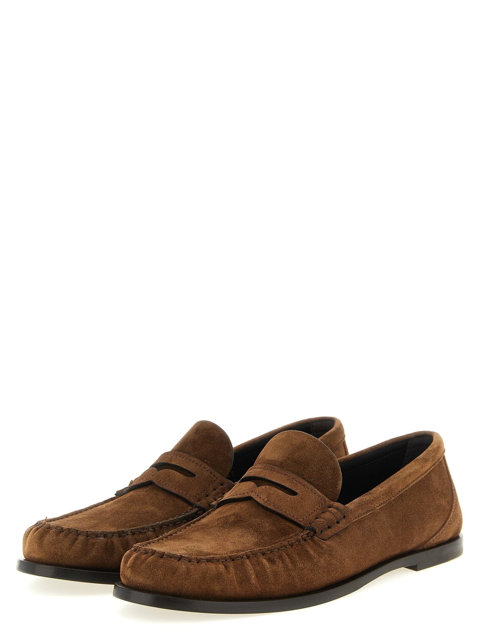 Saint Laurent Brown Calfskin Slip-On Loafers - 2