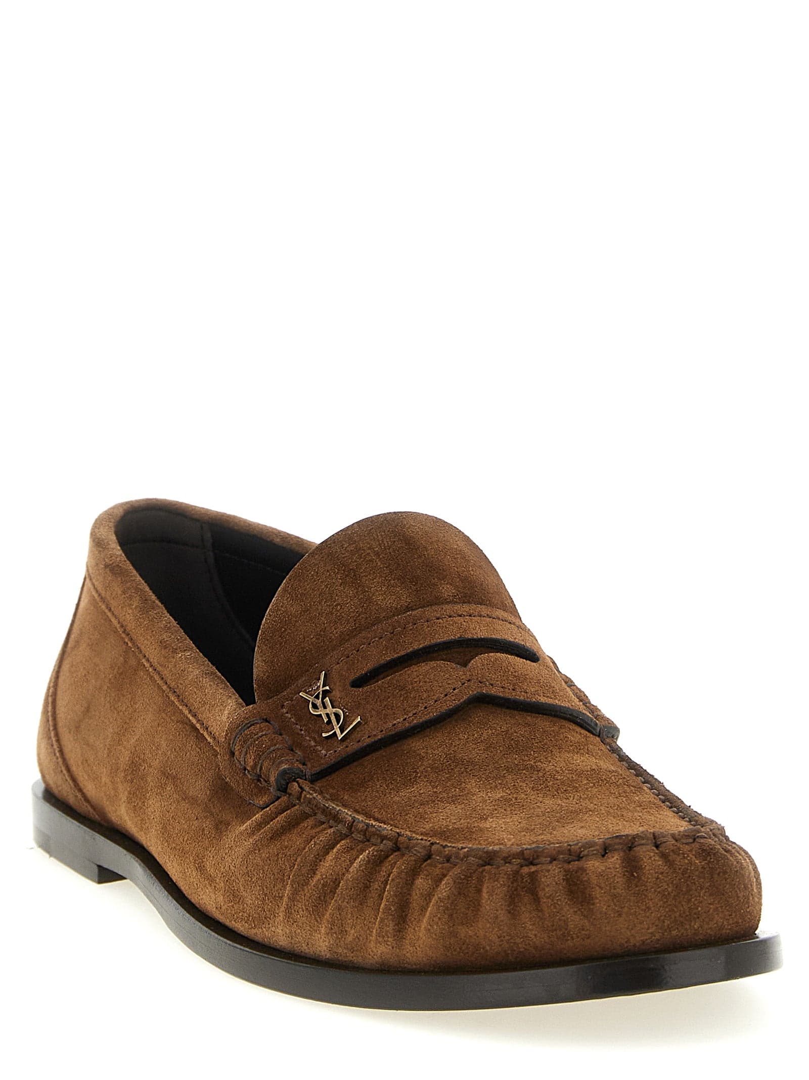 Saint Laurent Brown Calfskin Slip-On Loafers - 3