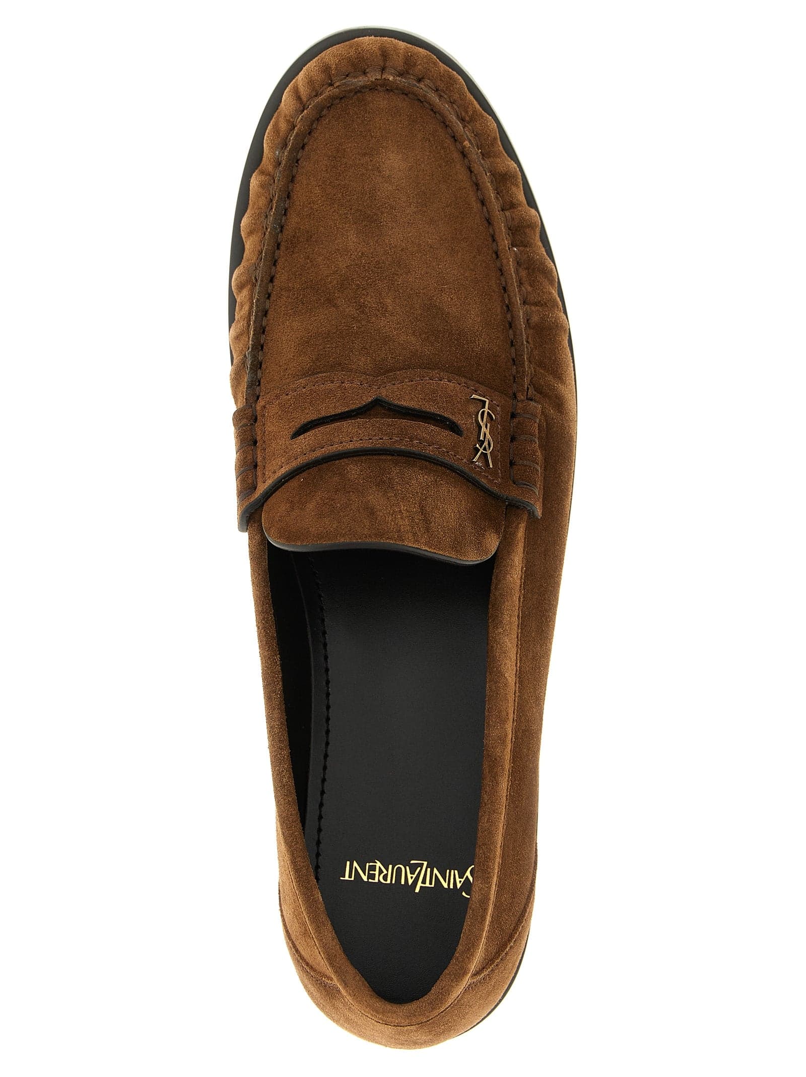 Saint Laurent Brown Calfskin Slip-On Loafers - 5