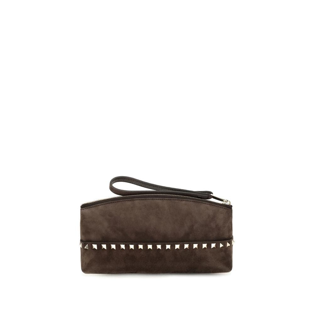 Valentino Garavani Brown Suede Leather Clutch Bag - 2