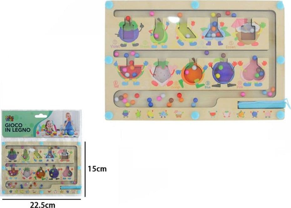 GIOCO EDUCATIVO IN LEGNO TEMA FRUTTA LABIRINTO CON PENNA MAGNETICA PER BAMBINI 07335 - 2