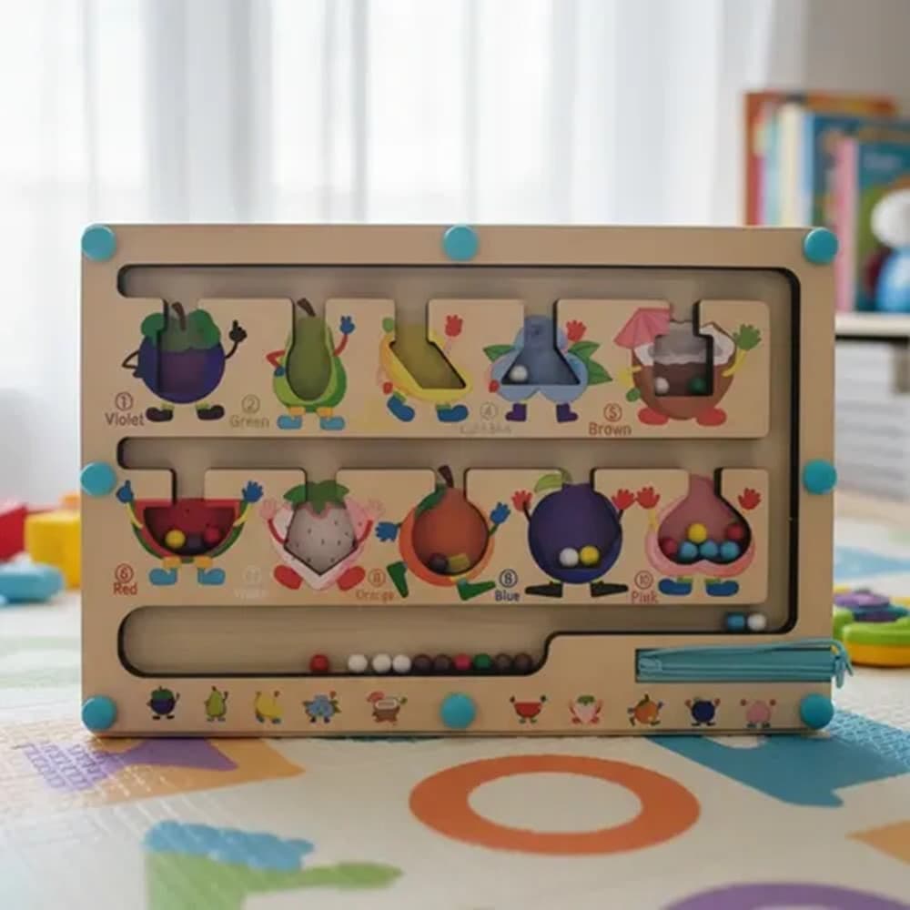 GIOCO EDUCATIVO IN LEGNO TEMA FRUTTA LABIRINTO CON PENNA MAGNETICA PER BAMBINI 07335 - 3