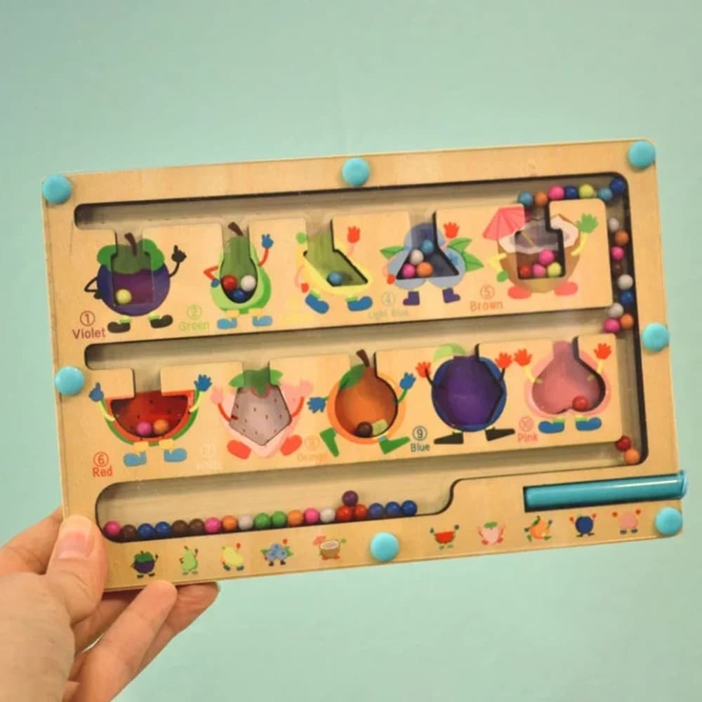 GIOCO EDUCATIVO IN LEGNO TEMA FRUTTA LABIRINTO CON PENNA MAGNETICA PER BAMBINI 07335 - 4