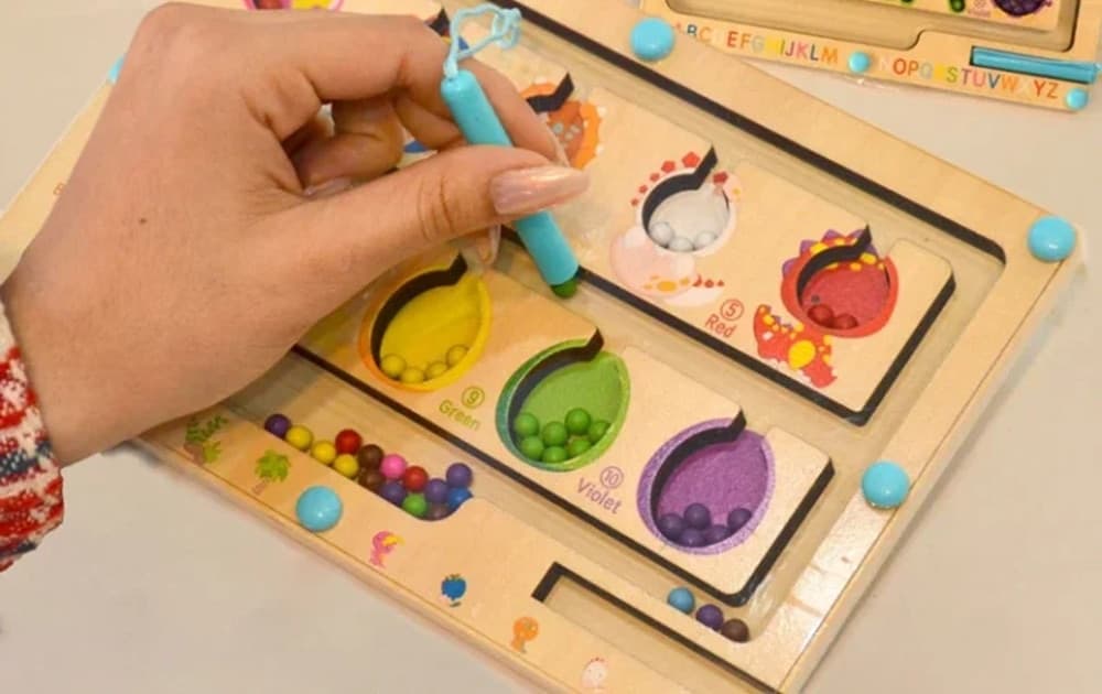 GIOCO EDUCATIVO IN LEGNO TEMA FRUTTA LABIRINTO CON PENNA MAGNETICA PER BAMBINI 07335 - 5
