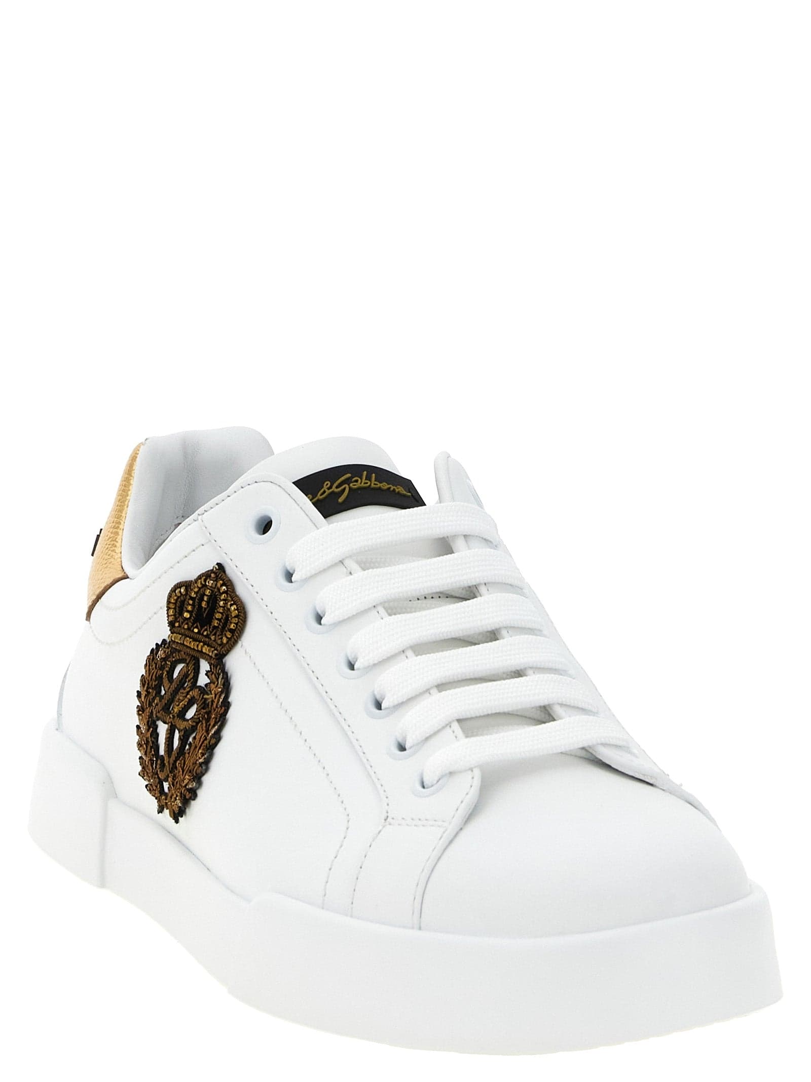 Dolce & Gabbana Gold Calfskin Low Top Sneakers - 2