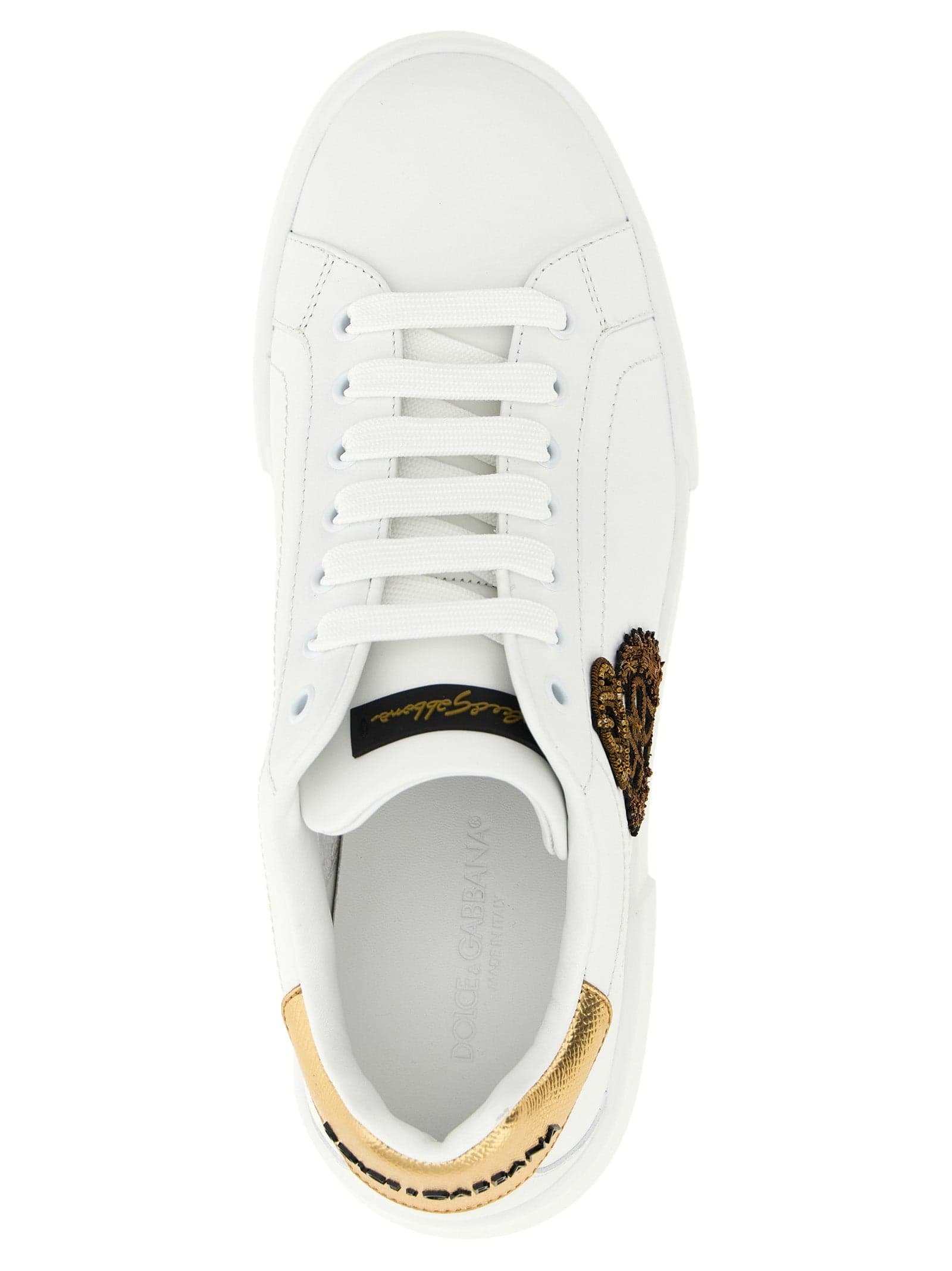 Dolce & Gabbana Gold Calfskin Low Top Sneakers - 4