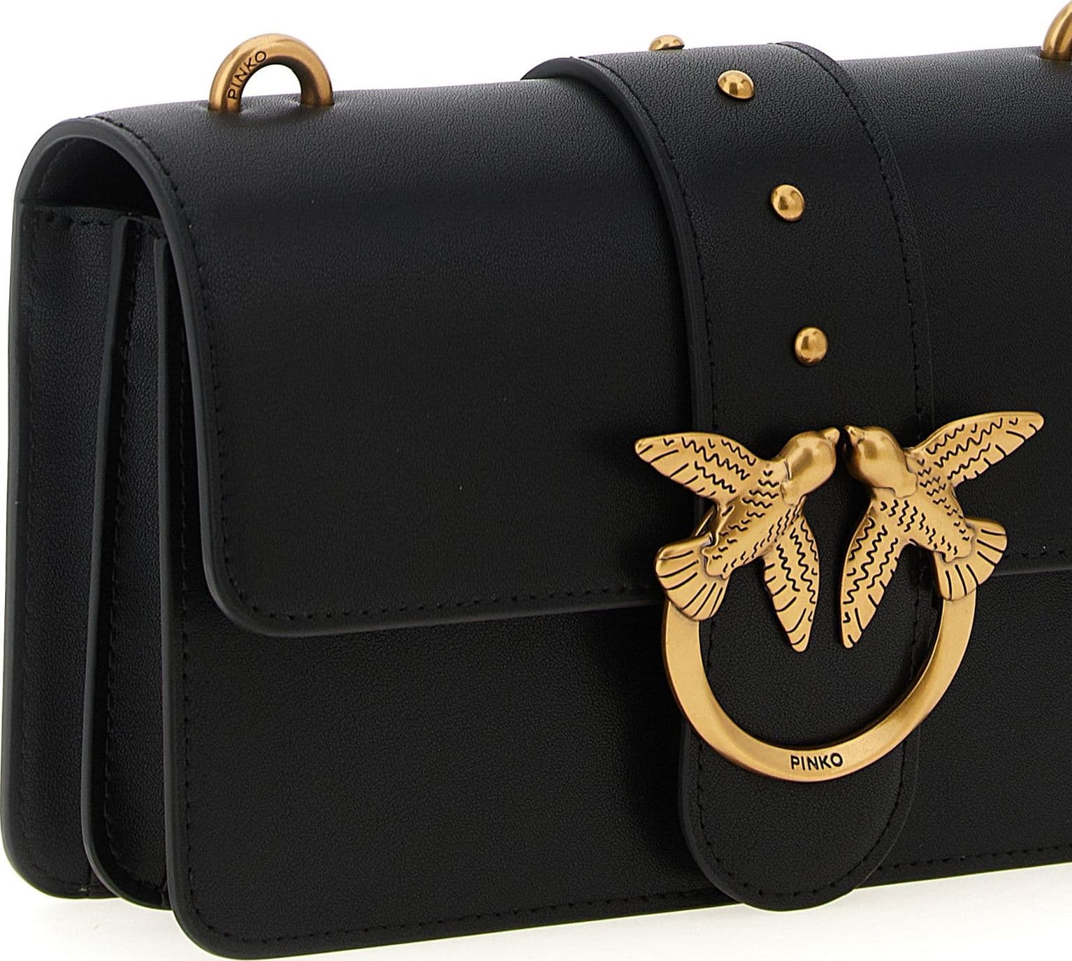 PINKO Black Calfskin Crossbody Bag - 3