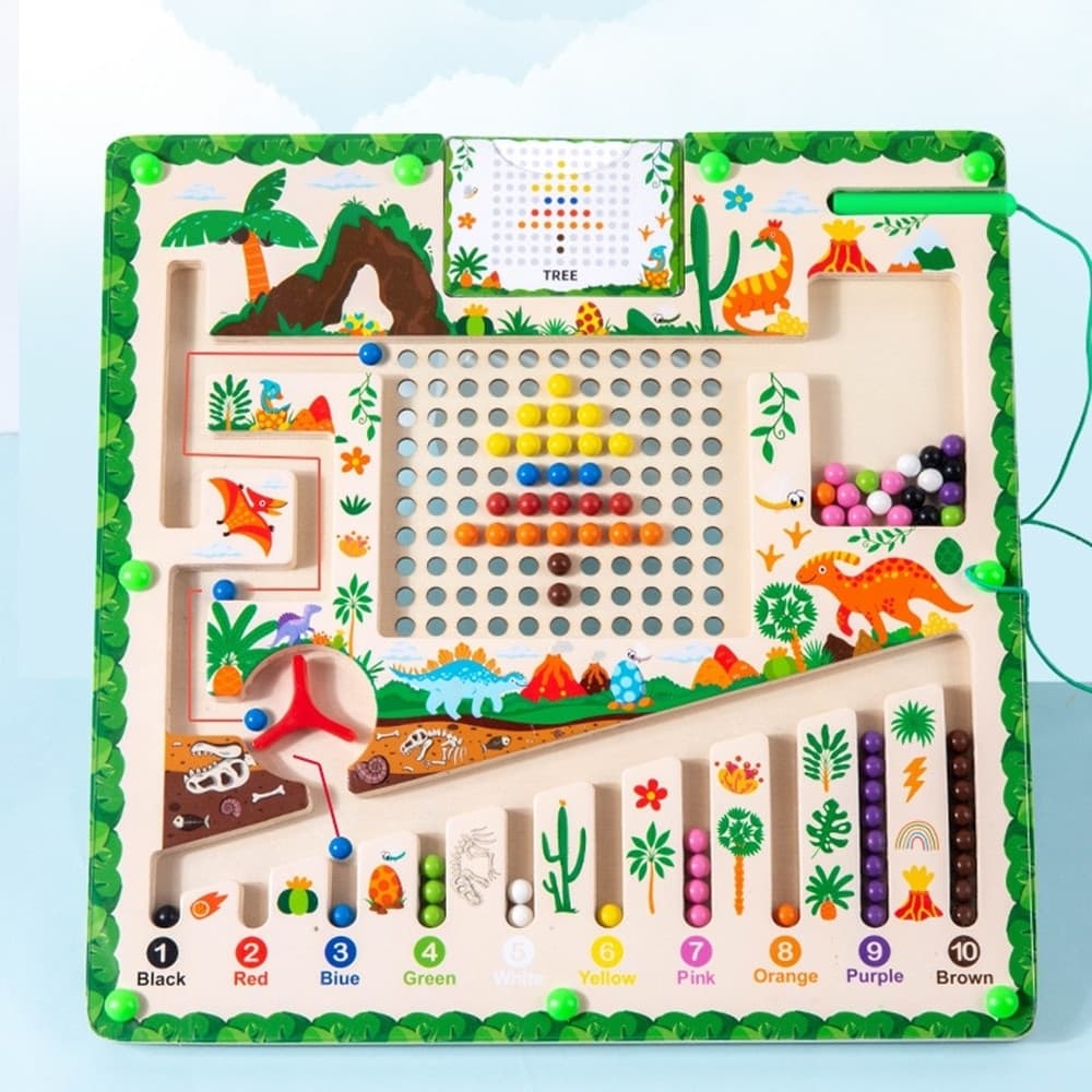 LABIRINTO MAGNETICO PER BAMBINI GIOCO EDUCATIVO TEMA DINOSAURI PENNA CON PALLINE 32348 - 3