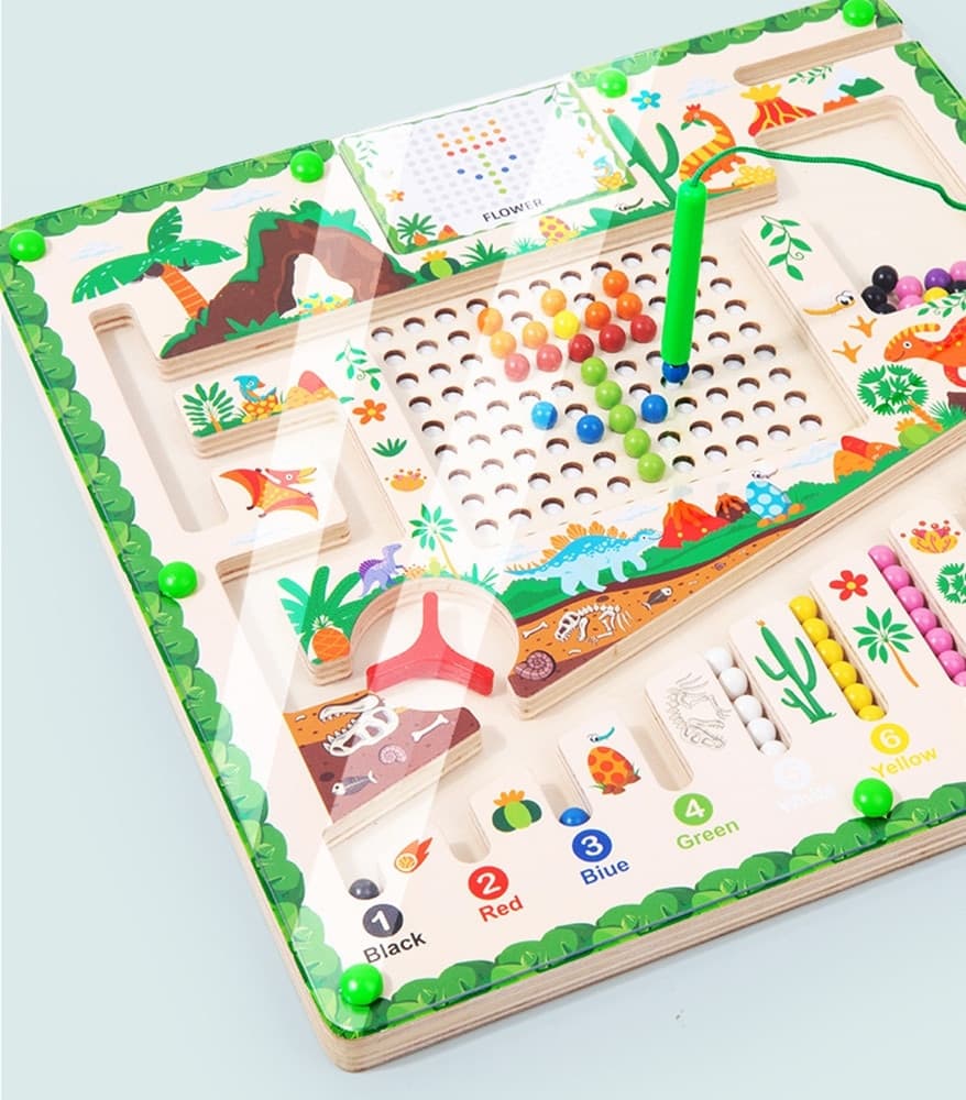 LABIRINTO MAGNETICO PER BAMBINI GIOCO EDUCATIVO TEMA DINOSAURI PENNA CON PALLINE 32348 - 6