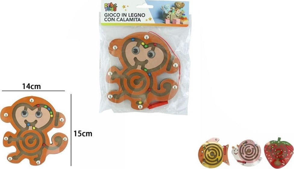 LABIRINTO CON CALAMITA IN LEGNO GIOCO PALLINE GIOCATTOLO PER BAMBINI 4 MODELLI 74772 - 2