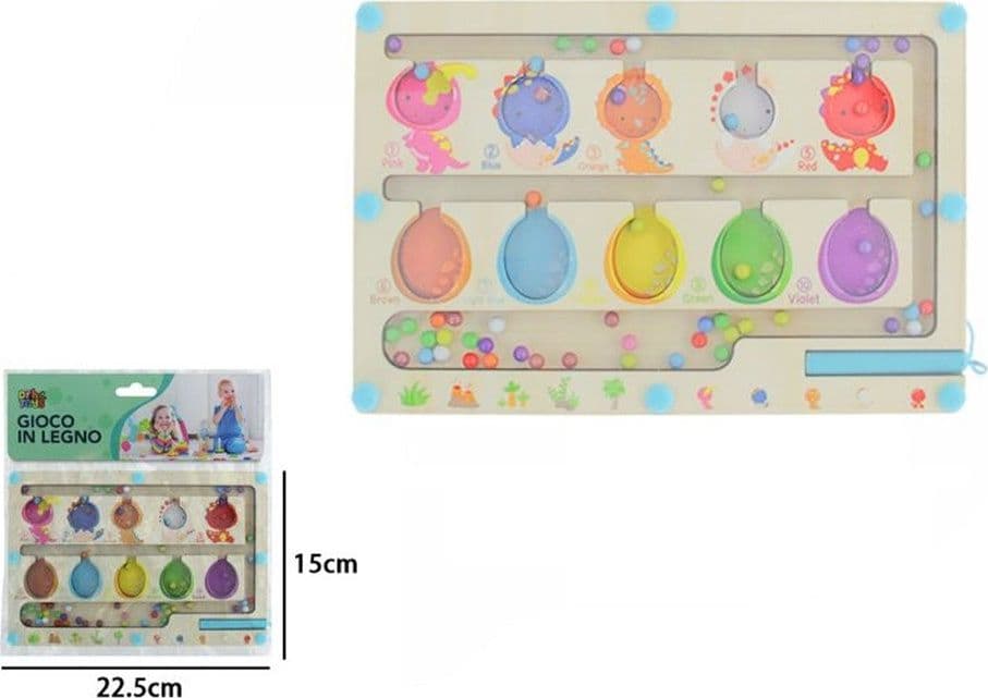 GIOCO EDUCATIVO IN LEGNO TEMA DINOSAURI LABIRINTO CON PENNA MAGNETICA PER BAMBINI 07336 - 2