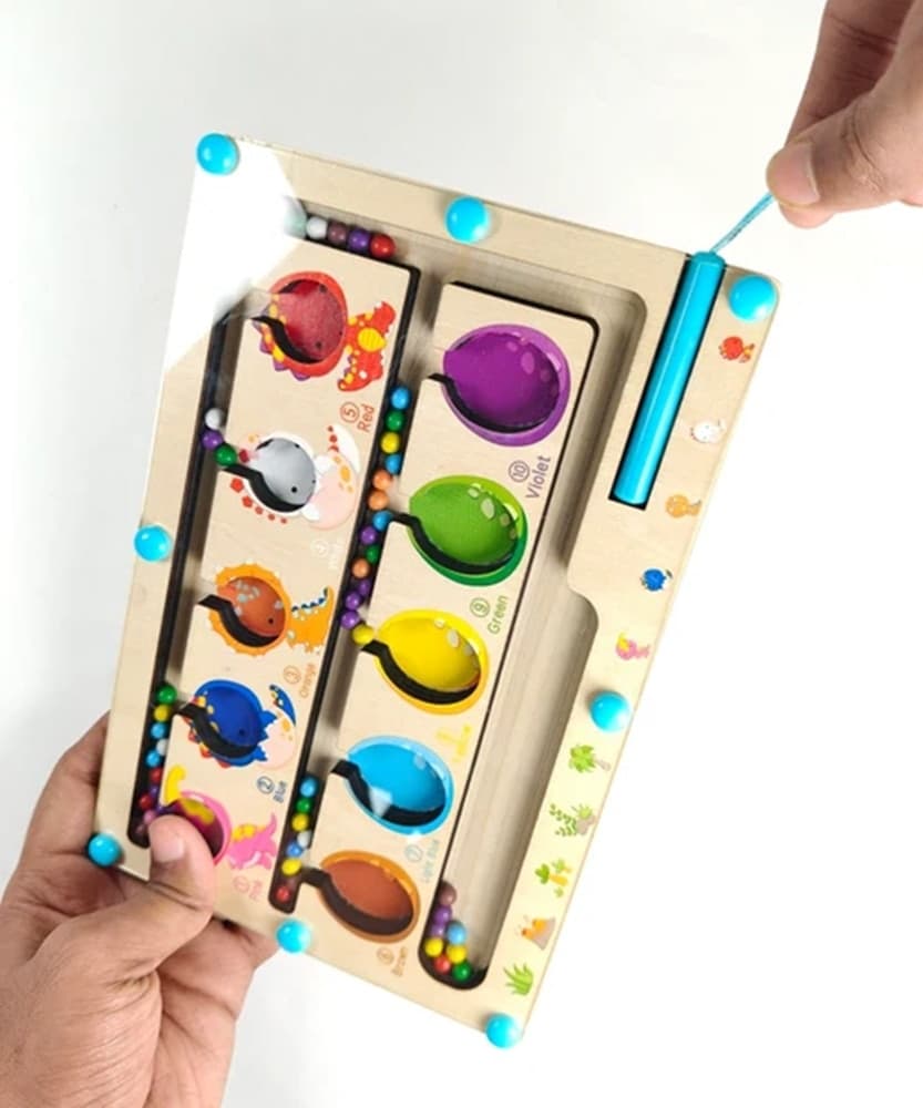 GIOCO EDUCATIVO IN LEGNO TEMA DINOSAURI LABIRINTO CON PENNA MAGNETICA PER BAMBINI 07336 - 3