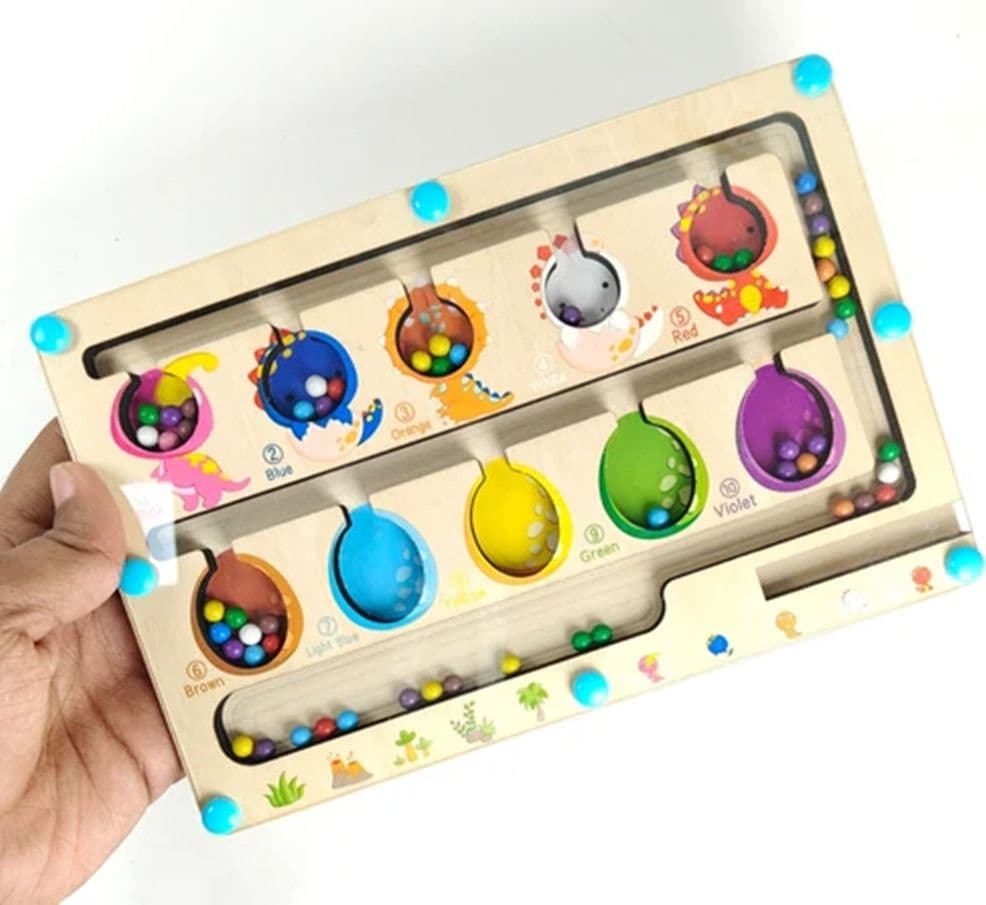 GIOCO EDUCATIVO IN LEGNO TEMA DINOSAURI LABIRINTO CON PENNA MAGNETICA PER BAMBINI 07336 - 4