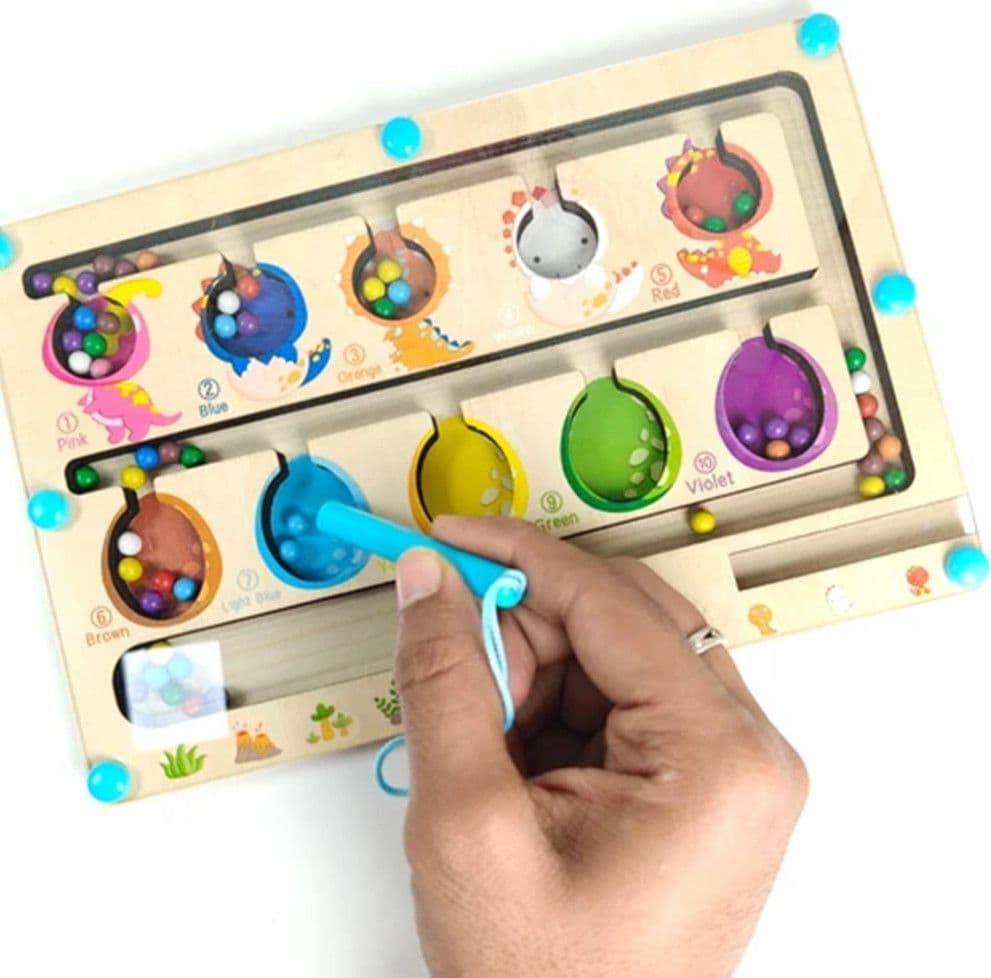 GIOCO EDUCATIVO IN LEGNO TEMA DINOSAURI LABIRINTO CON PENNA MAGNETICA PER BAMBINI 07336 - 5