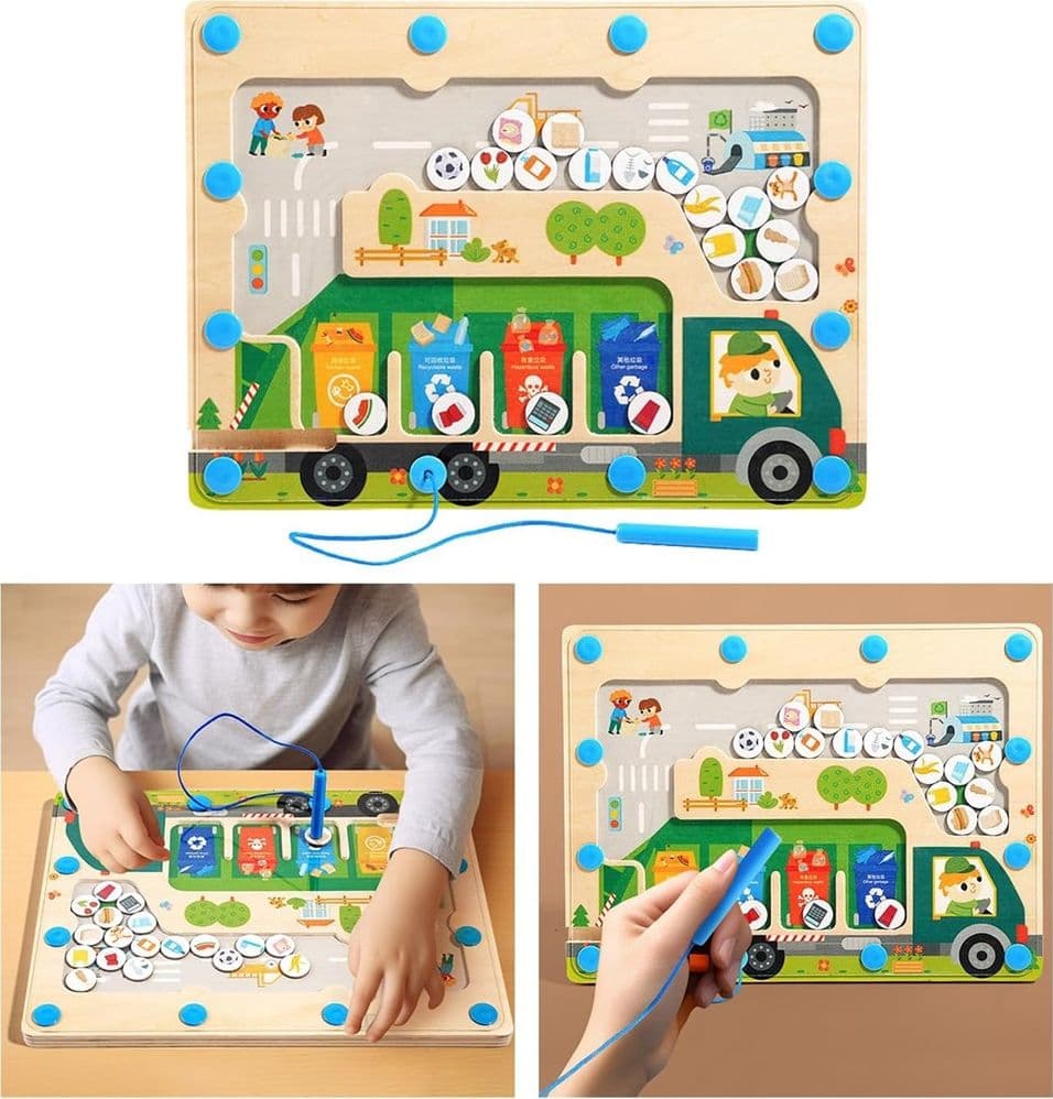 PUZZLE MAGNETICO PER SMISTARE I RIFIUTI CON PENNA GIOCATTOLO EDUCATIVO PER BAMBINI 32349 - 4