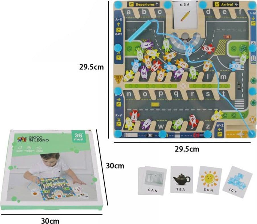 TAVOLETTA DIDATTICA IN LEGNO CON PEZZI MAGNETICI AEROPORTO GIOCO EDUCATIVO BAMBINI 32358 - 2