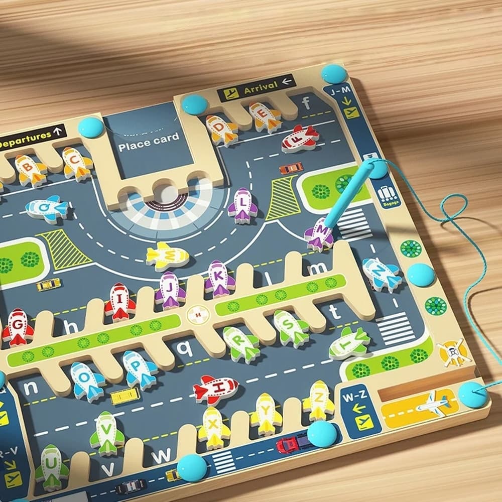 TAVOLETTA DIDATTICA IN LEGNO CON PEZZI MAGNETICI AEROPORTO GIOCO EDUCATIVO BAMBINI 32358 - 3