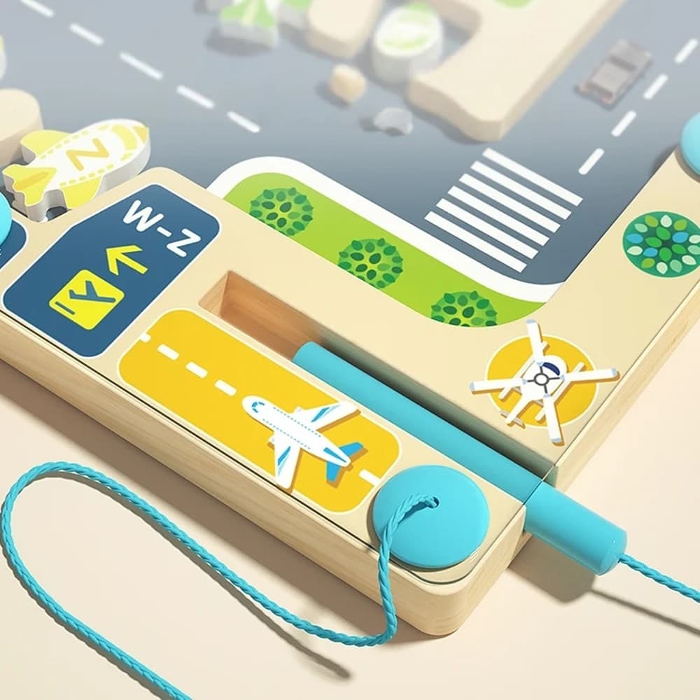 TAVOLETTA DIDATTICA IN LEGNO CON PEZZI MAGNETICI AEROPORTO GIOCO EDUCATIVO BAMBINI 32358 - 4