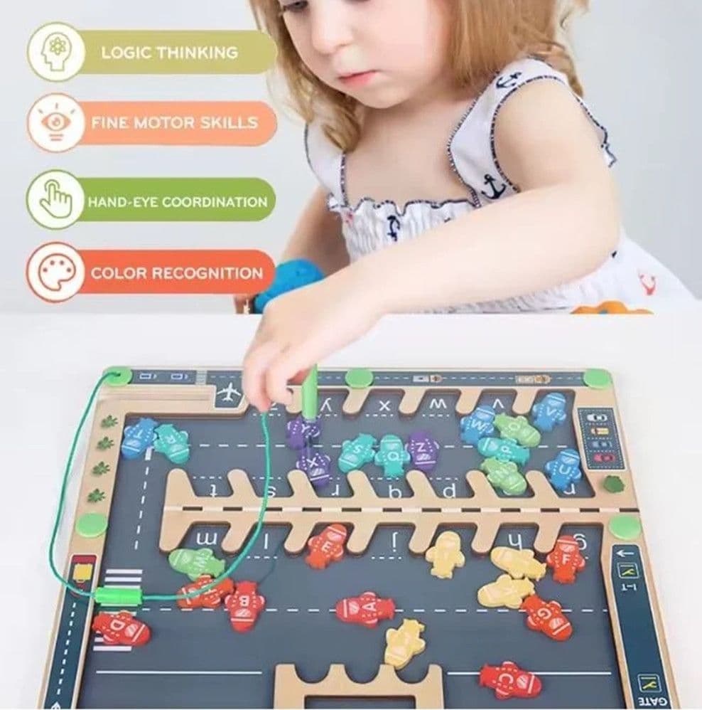 TAVOLETTA DIDATTICA IN LEGNO CON PEZZI MAGNETICI AEROPORTO GIOCO EDUCATIVO BAMBINI 32358 - 5