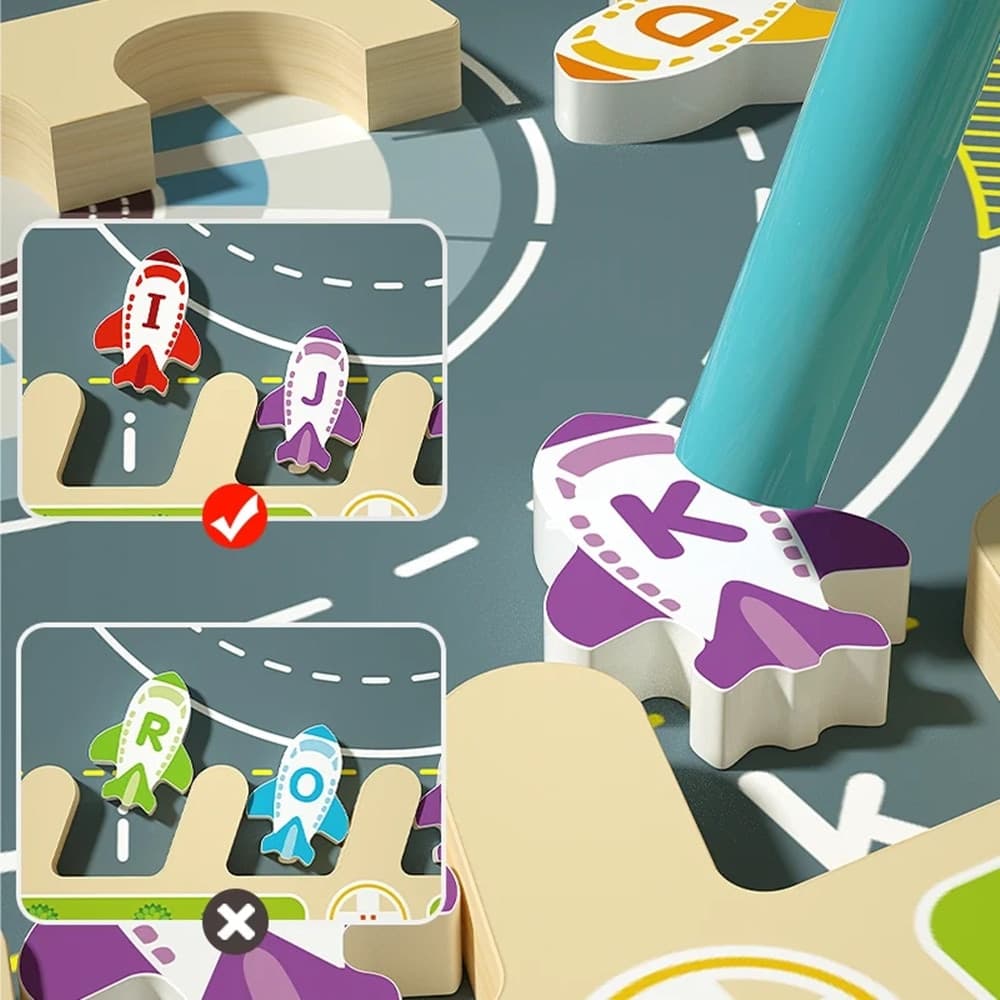 TAVOLETTA DIDATTICA IN LEGNO CON PEZZI MAGNETICI AEROPORTO GIOCO EDUCATIVO BAMBINI 32358 - 6
