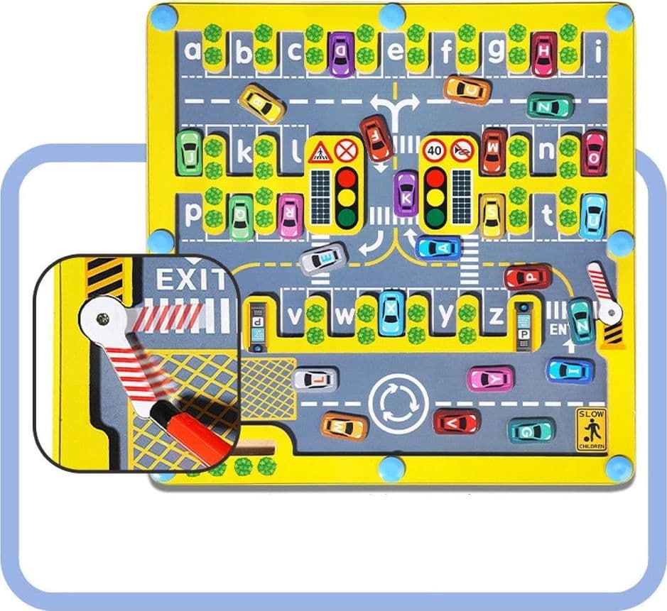 LABIRINTO MAGNETICO IN LEGNO ALFABETO PARCHEGGIO AUTO GIOCO EDUCATIVO PER BAMBINI 32357 - 4