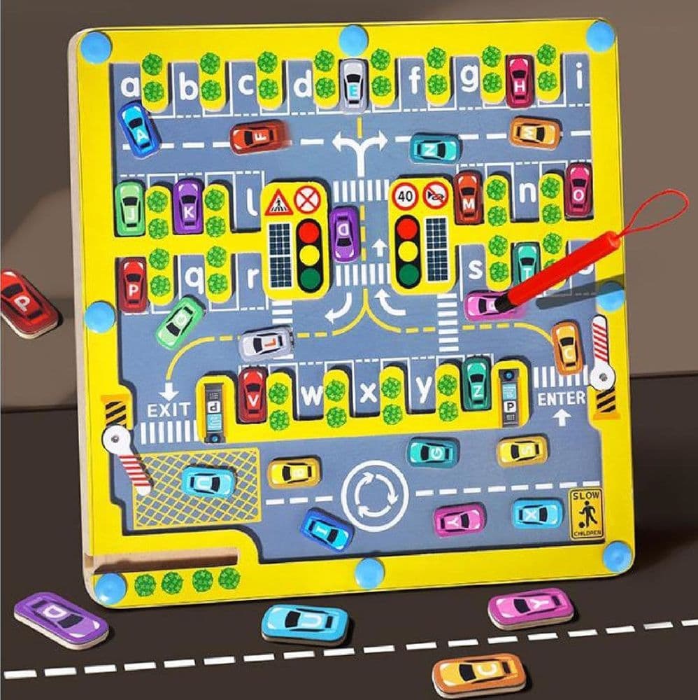 LABIRINTO MAGNETICO IN LEGNO ALFABETO PARCHEGGIO AUTO GIOCO EDUCATIVO PER BAMBINI 32357 - 7