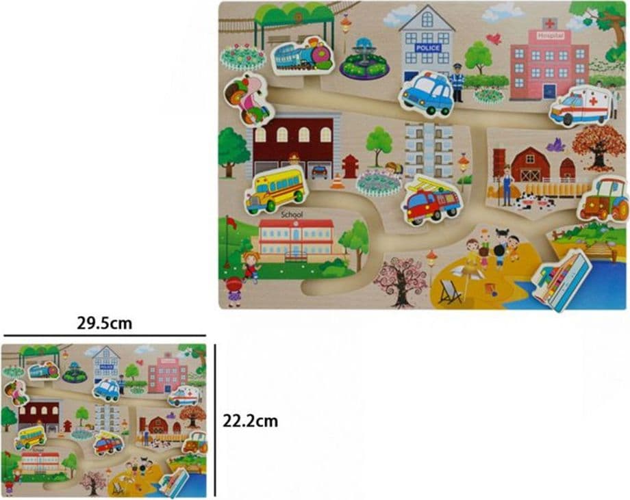 PUZZLE LABIRINTO IN LEGNO CON MOVIMENTO VEICOLI CITTÀ GIOCATTOLI EDUCATIVI BAMBINI 66013 - 3