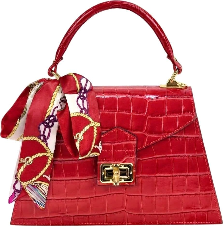 Modarno Borsa donna stampa cocco a trapezio in vera pelle 28x10x17 cm - 14