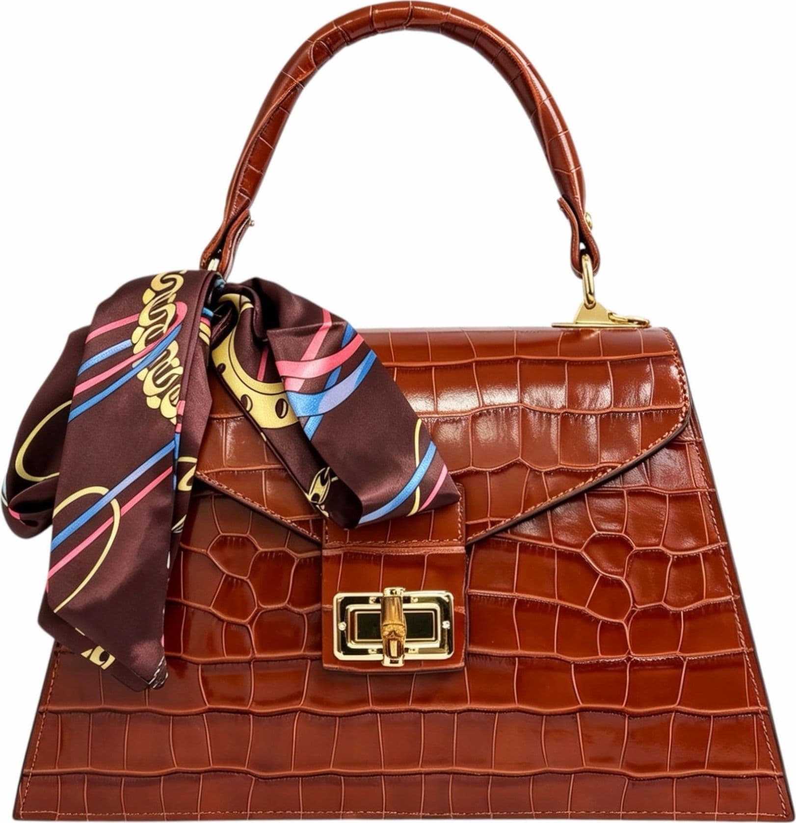 Modarno Borsa donna stampa cocco a trapezio in vera pelle 28x10x17 cm - 3