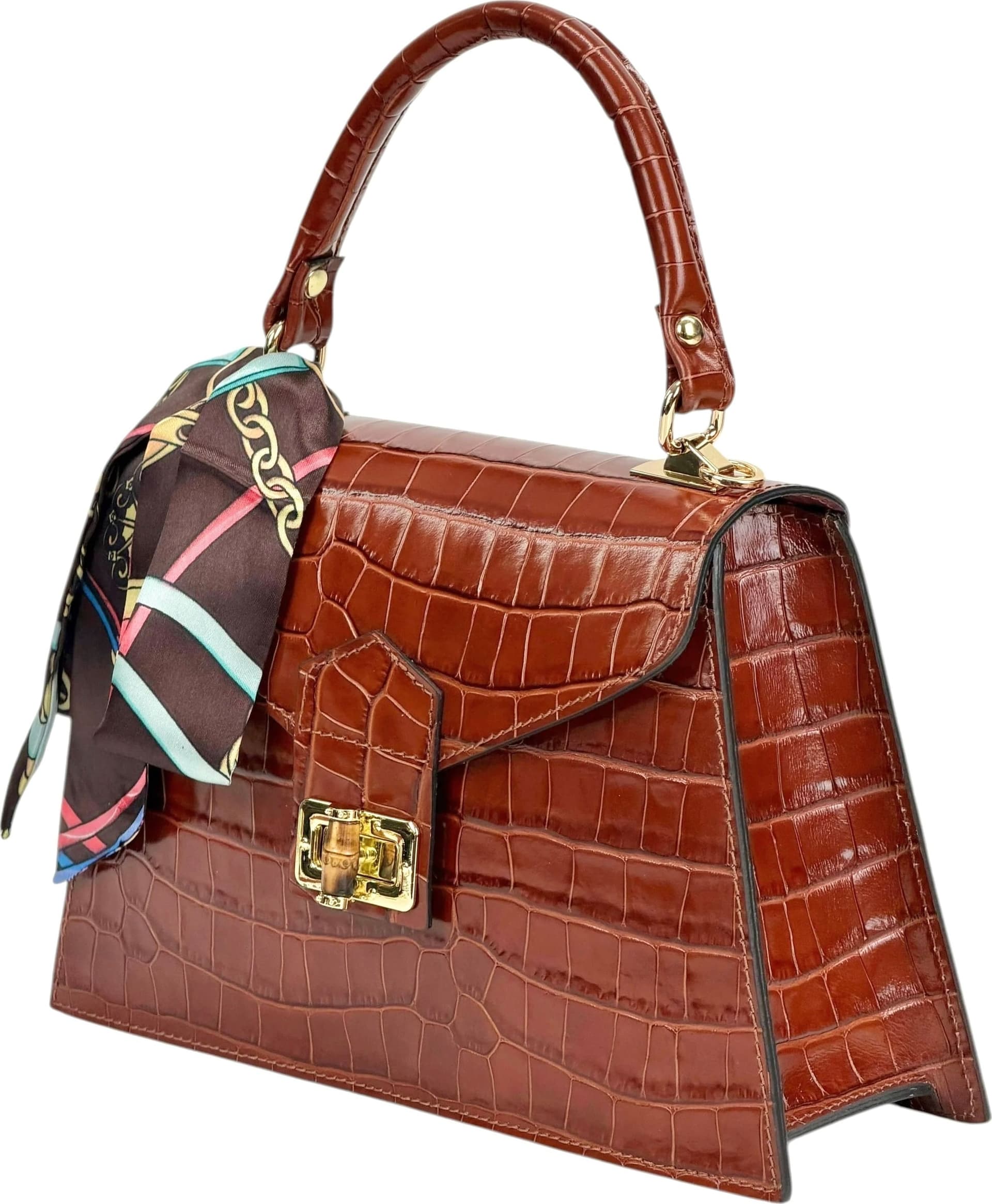 Modarno Borsa donna stampa cocco a trapezio in vera pelle 28x10x17 cm - 4