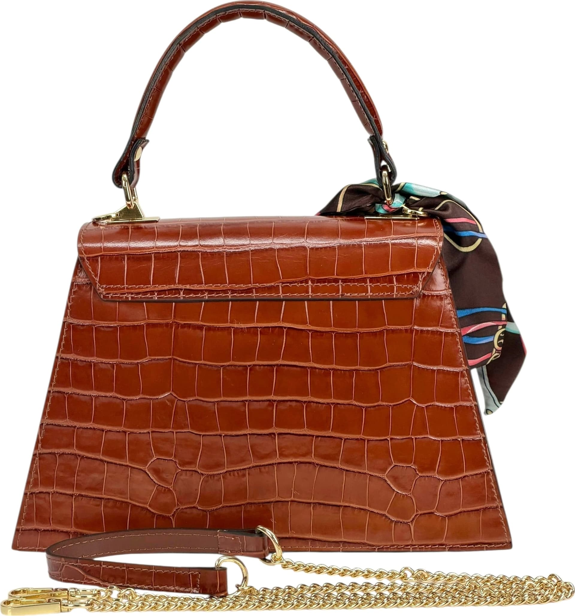 Modarno Borsa donna stampa cocco a trapezio in vera pelle 28x10x17 cm - 5