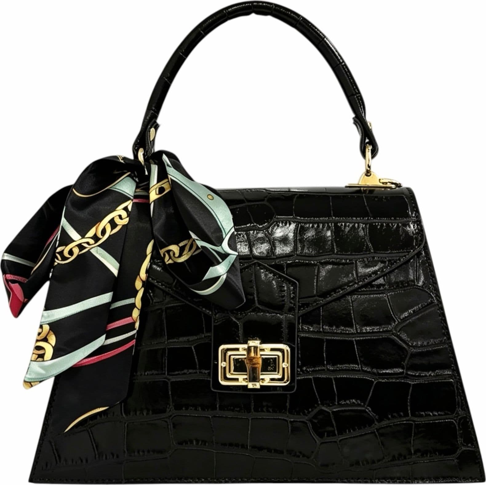Modarno Borsa donna stampa cocco a trapezio in vera pelle 28x10x17 cm - 8