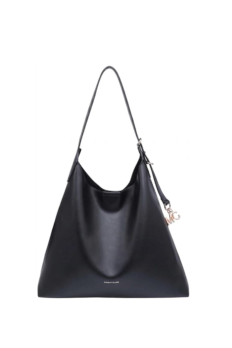 Borsa a spalla hobo in ecopelle Clelia | MARIACELINE – Nero