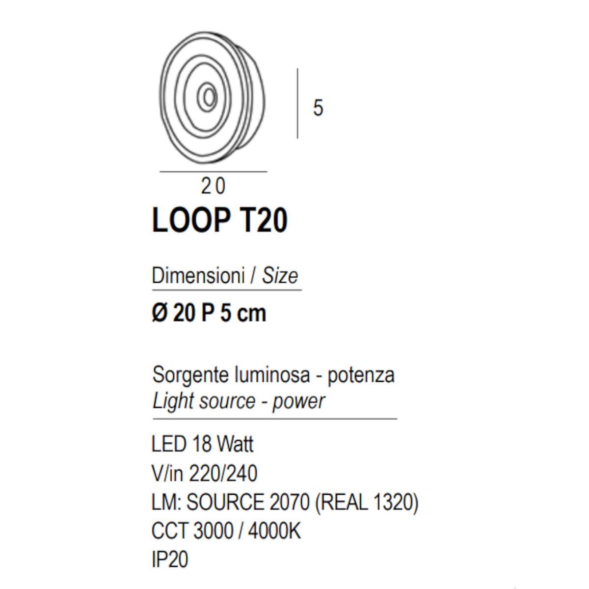 Plafoniera led Promoluce LOOP T20 Full CCT metallo metacrilato - 23