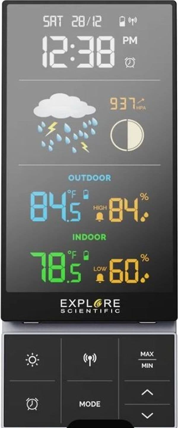 Stazione Meteo pieghevole WSH5005 Design ribaltabile con supporto di appoggio, ideale per la scrivania, il comodino o la parete. - 3