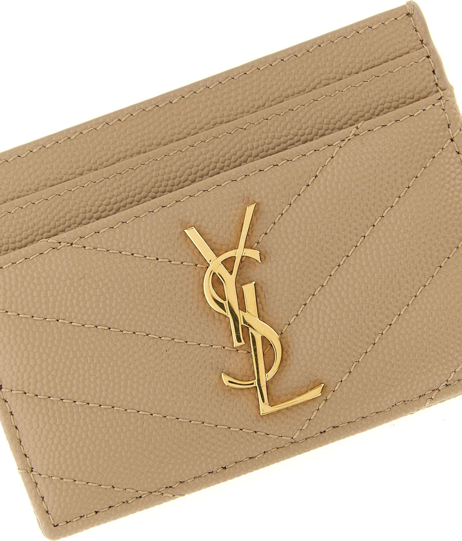 Saint Laurent Beige Calfskin Cardholder - 3