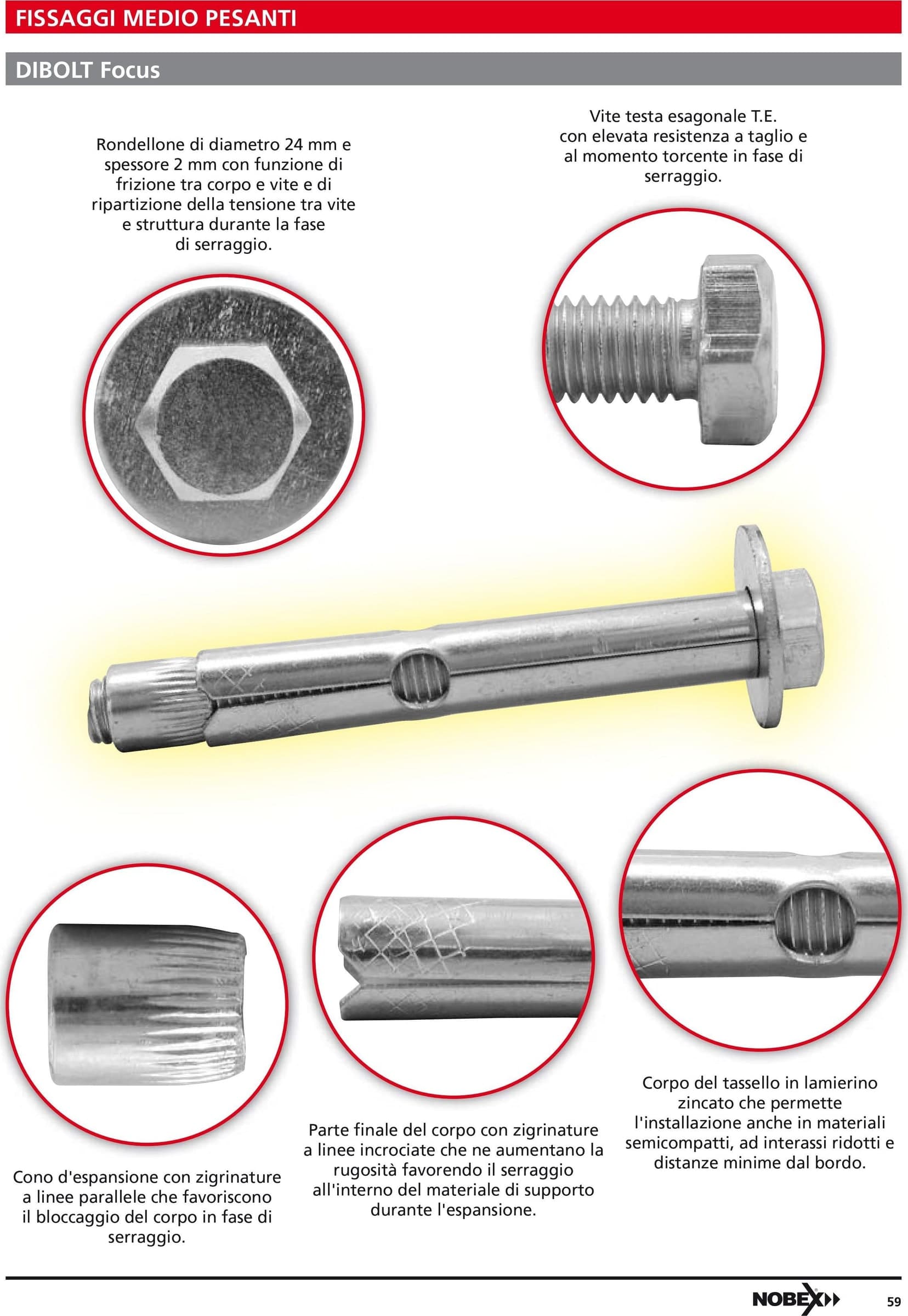 Dibolt ancorante tassello 8x70mm M 6 TE testa esagonale in acciaio zincato - 4pz - 7
