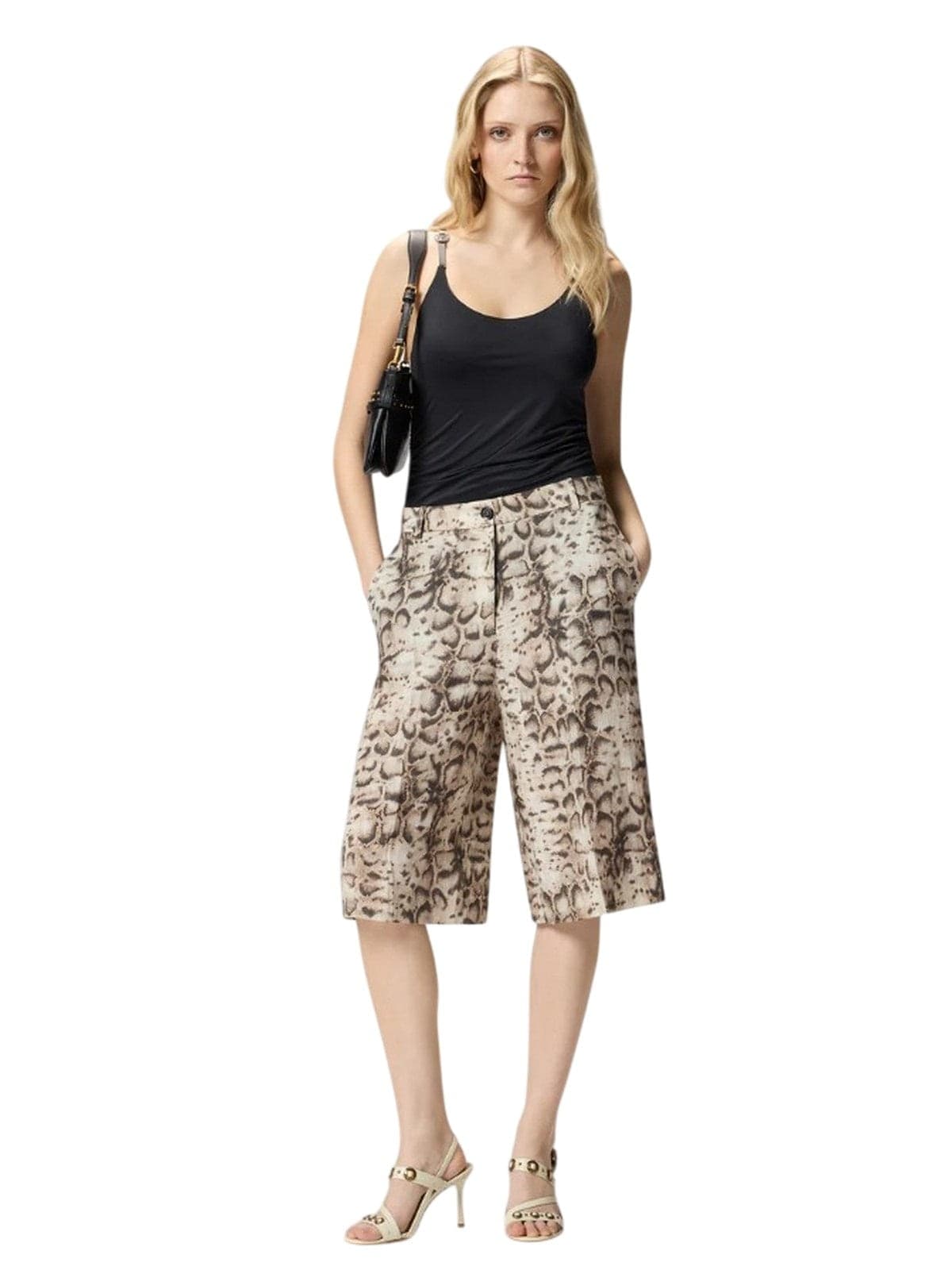 Pinko bermuda donna pinko - cattolica bermuda tela di lino - beige - 3