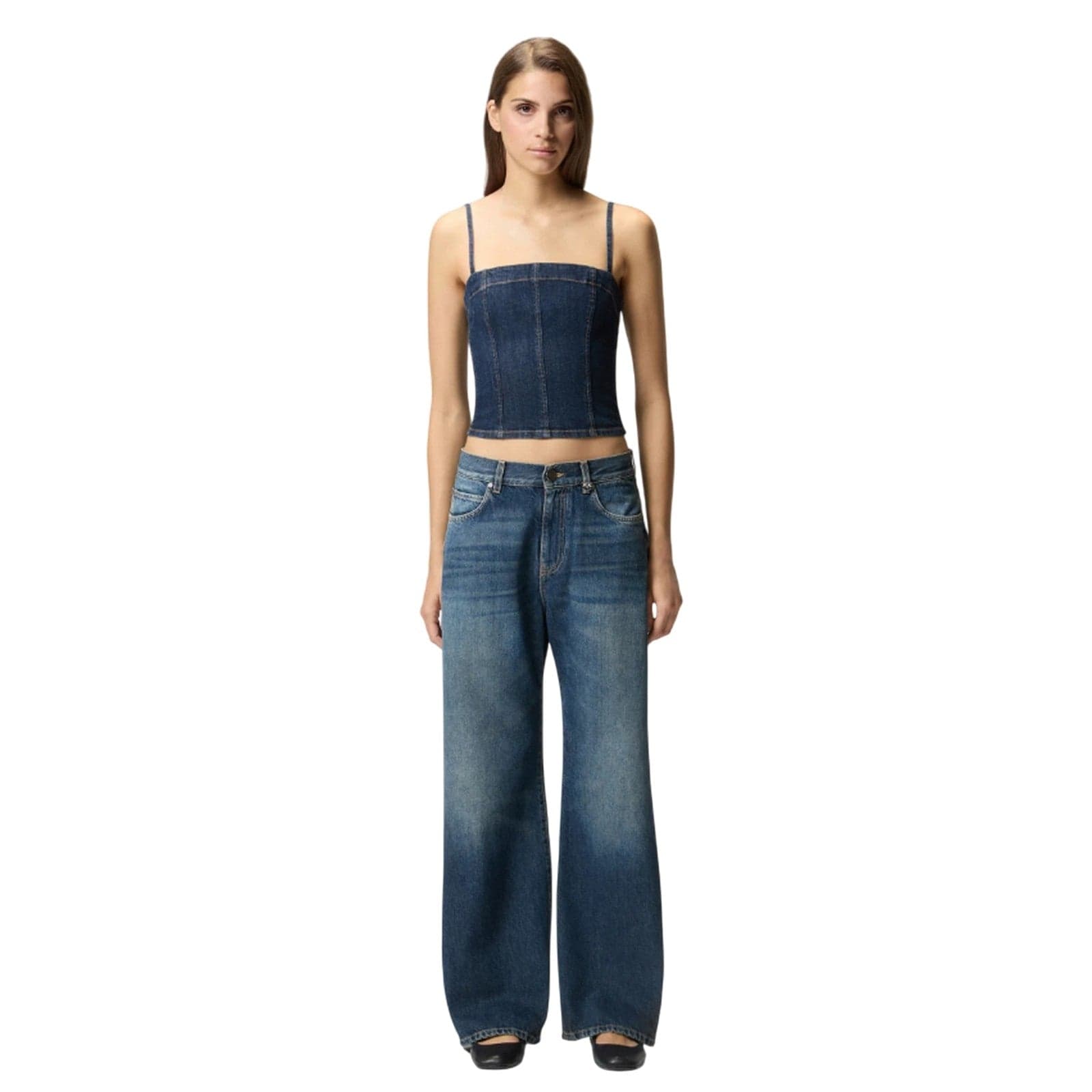 Pinko jeans donna pinko - wanda wide leg soft ocean - denim - 3
