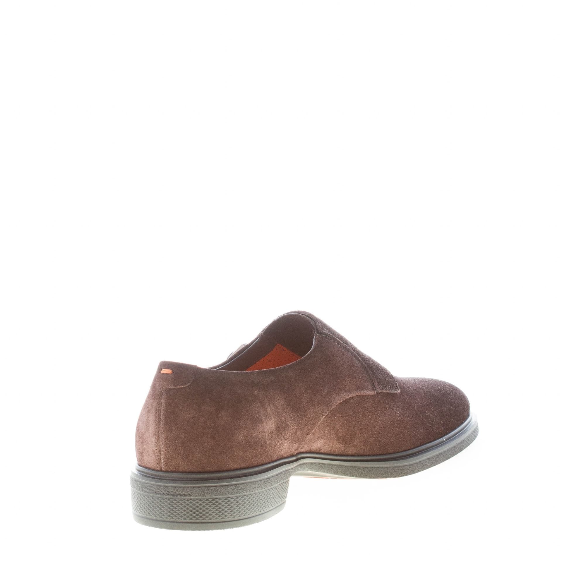 Santoni  Mocassini Uomo in Suede Marrone con Doppia Fibbia - 2